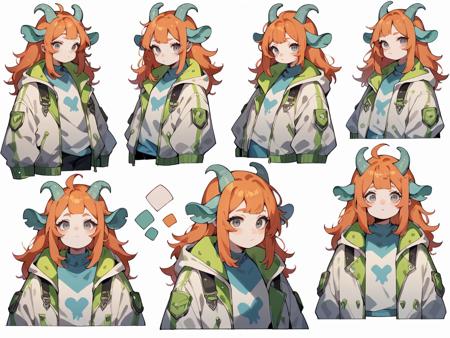 06395-3633482936-score_9, score_8_up, score_7_up, score_6_up,  _lora_cut3ch4rXLP_0.8_ cut3ch4r, 1girl, multiple views, jacket, long hair, (green_.png